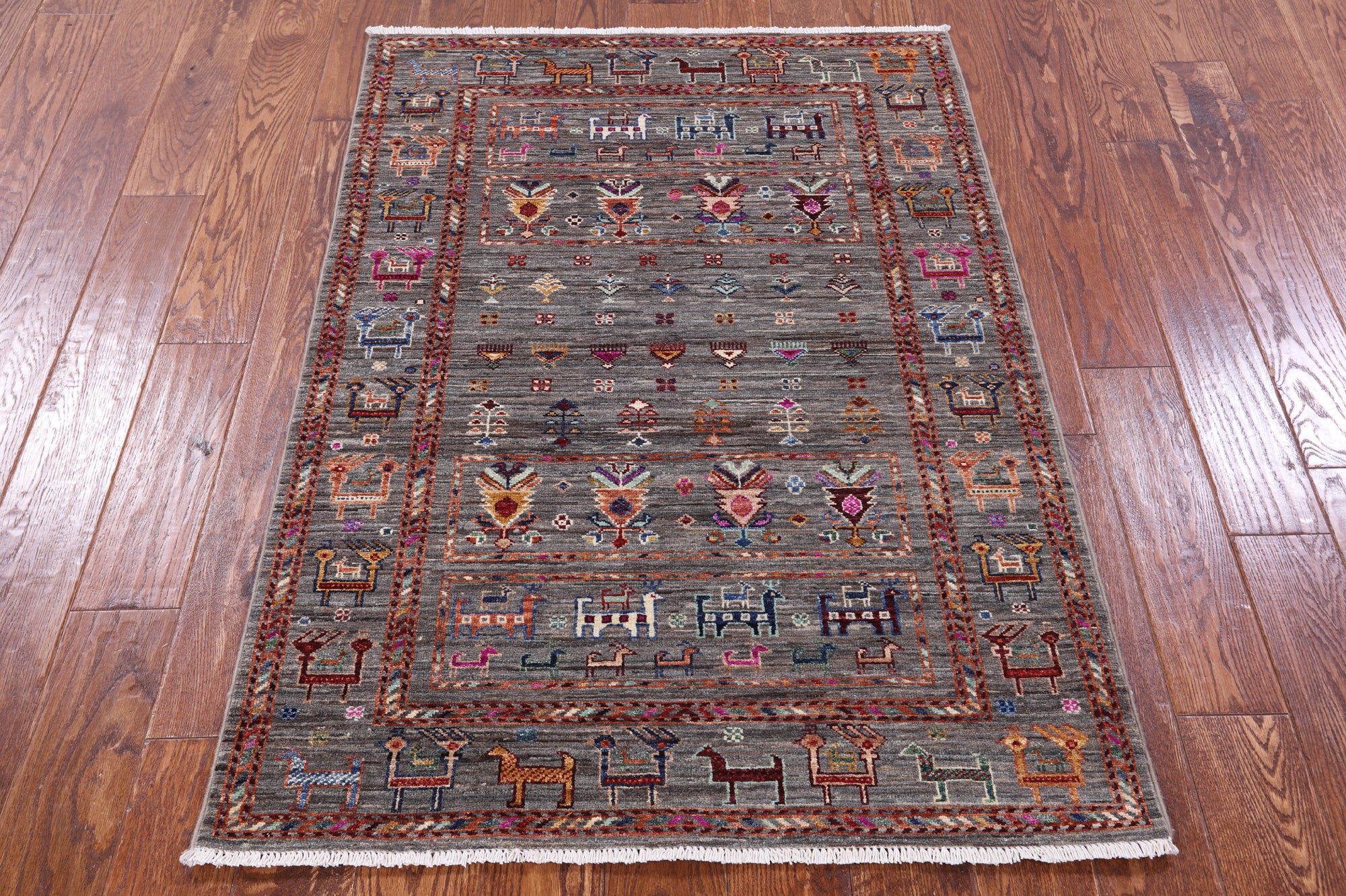 Tribal Persian Gabbeh Hand Knotted Wool Rug - 3' 4" X 4' 10" - Golden Nile