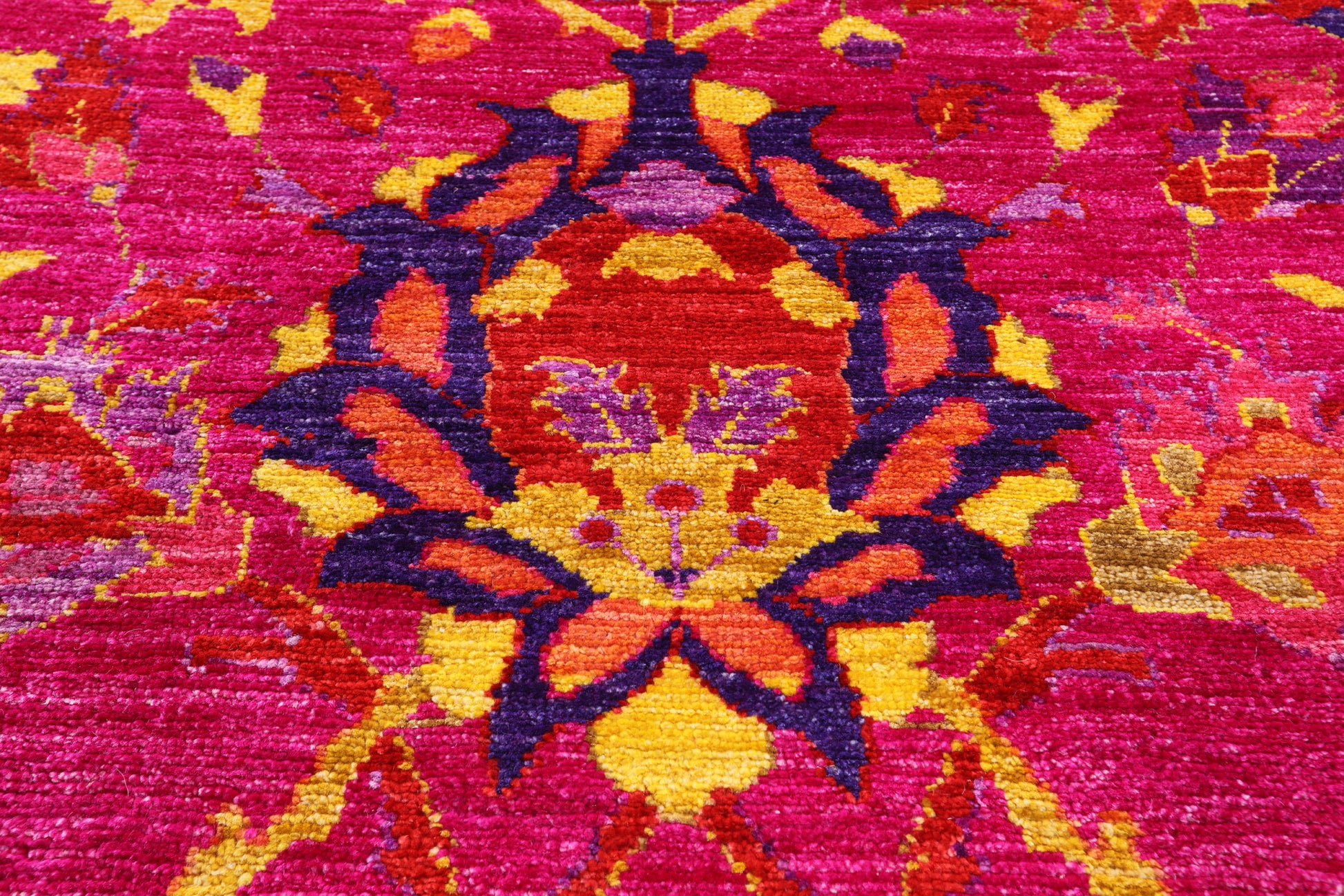 Pink William Morris Handmade Wool Rug - 8' 10" X 11' 9" - Golden Nile