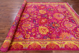 Pink William Morris Handmade Wool Rug - 8' 10" X 11' 9" - Golden Nile