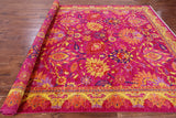 Pink William Morris Handmade Wool Rug - 8' 10" X 11' 9" - Golden Nile