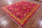 Pink William Morris Handmade Wool Rug - 8' 10" X 11' 9" - Golden Nile