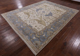 Ivory Turkish Oushak Hand Knotted Wool Area Rug - 9' 2" X 11' 10" - Golden Nile