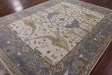 Ivory Turkish Oushak Hand Knotted Wool Area Rug - 9' 2" X 11' 10" - Golden Nile