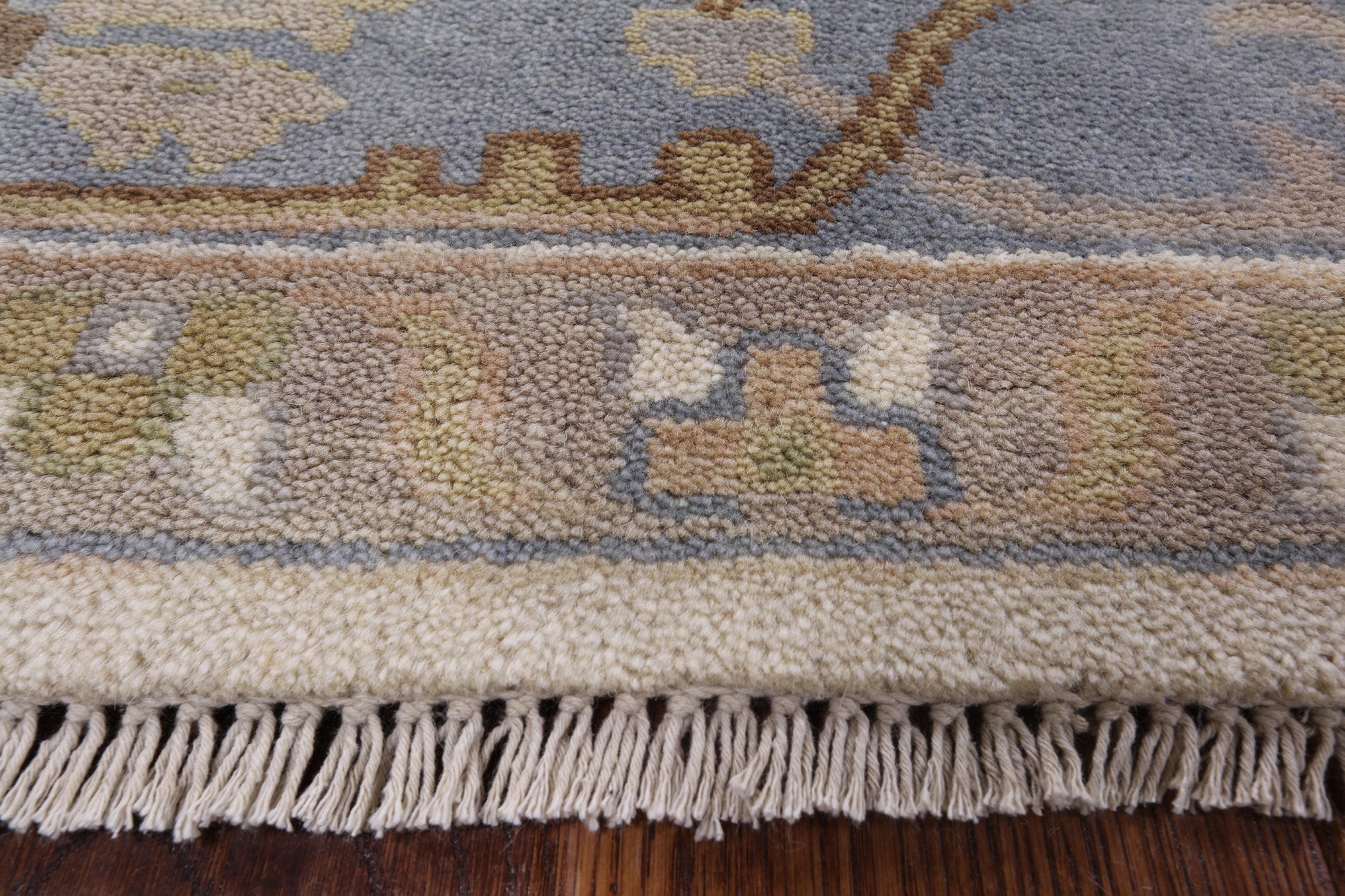 Ivory Turkish Oushak Hand Knotted Wool Area Rug - 9' 2" X 11' 10" - Golden Nile