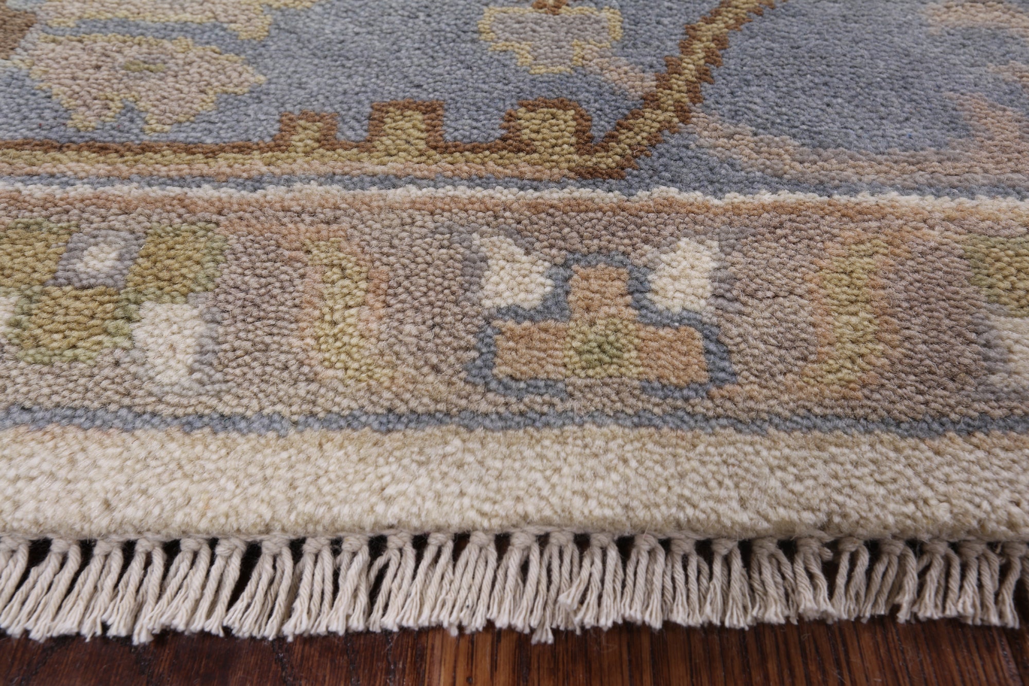Ivory Turkish Oushak Hand Knotted Wool Area Rug - 9' 2" X 11' 10" - Golden Nile
