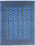 Blue Bokhara Handmade Wool Rug - 8' 1" X 9' 11" - Golden Nile