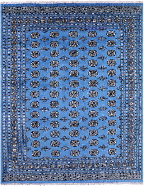 Blue Bokhara Handmade Wool Rug - 8' 1" X 9' 11" - Golden Nile