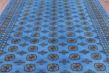 Blue Bokhara Handmade Wool Rug - 8' 1" X 9' 11" - Golden Nile