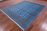 Blue Bokhara Handmade Wool Rug - 8' 1" X 9' 11" - Golden Nile