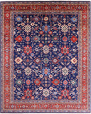 Blue Persian Fine Serapi Hand Knotted Wool Rug - 12' 0" X 14' 9" - Golden Nile