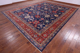 Blue Persian Fine Serapi Hand Knotted Wool Rug - 12' 0" X 14' 9" - Golden Nile