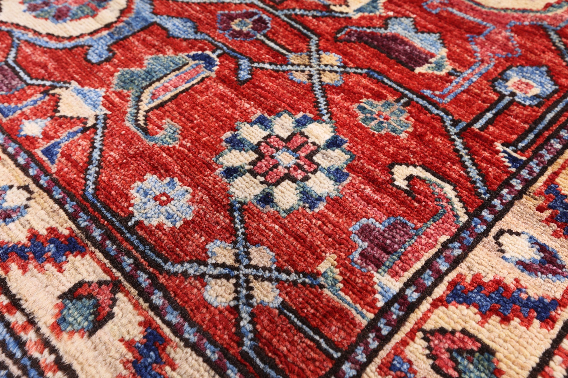 Blue Persian Fine Serapi Hand Knotted Wool Rug - 12' 0" X 14' 9" - Golden Nile