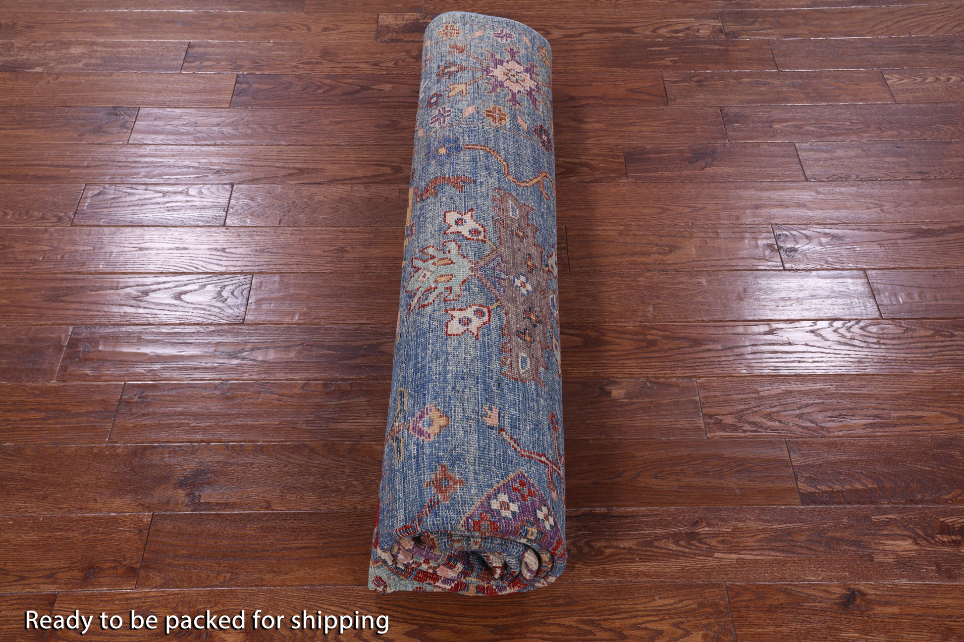 Blue Turkish Oushak Hand Knotted Wool Rug - 8' 4" X 9' 6" - Golden Nile
