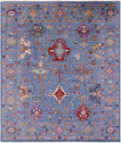 Blue Turkish Oushak Hand Knotted Wool Rug - 8' 4" X 9' 6" - Golden Nile