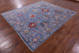 Blue Turkish Oushak Hand Knotted Wool Rug - 8' 4" X 9' 6" - Golden Nile