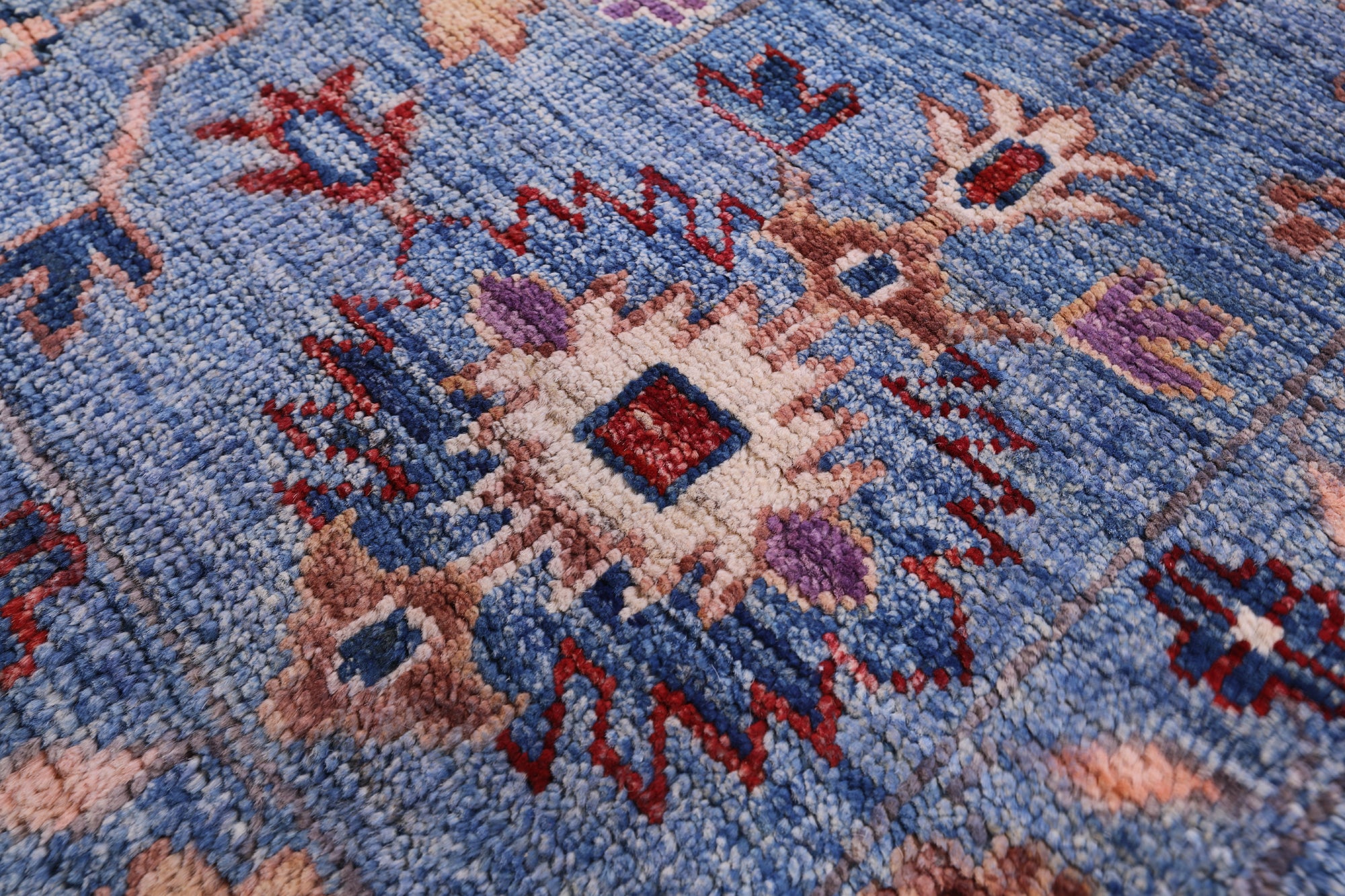 Blue Turkish Oushak Hand Knotted Wool Rug - 8' 4" X 9' 6" - Golden Nile