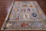 Grey Turkish Oushak Hand Knotted Wool Rug - 8' 0" X 10' 0" - Golden Nile