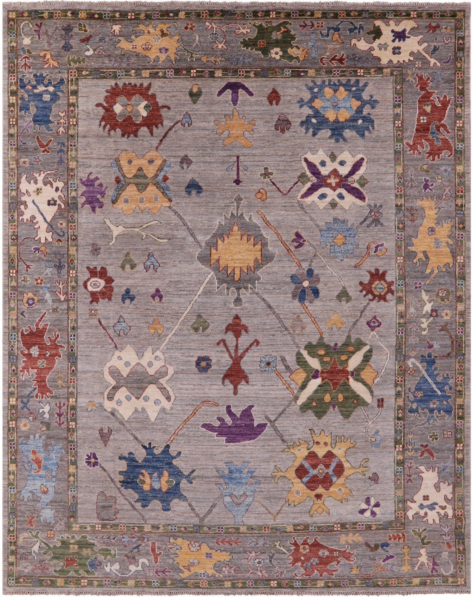 Grey Turkish Oushak Hand Knotted Wool Rug - 8' 0" X 10' 0" - Golden Nile
