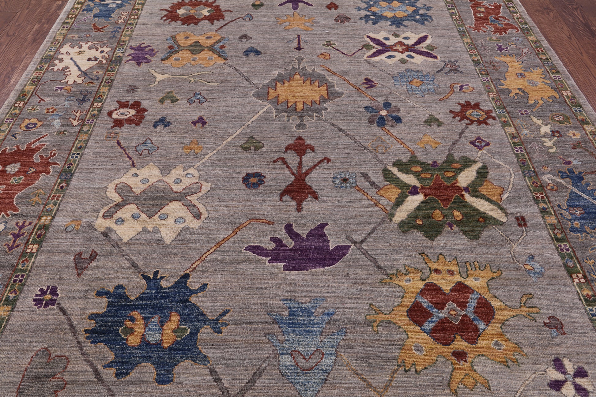 Grey Turkish Oushak Hand Knotted Wool Rug - 8' 0" X 10' 0" - Golden Nile