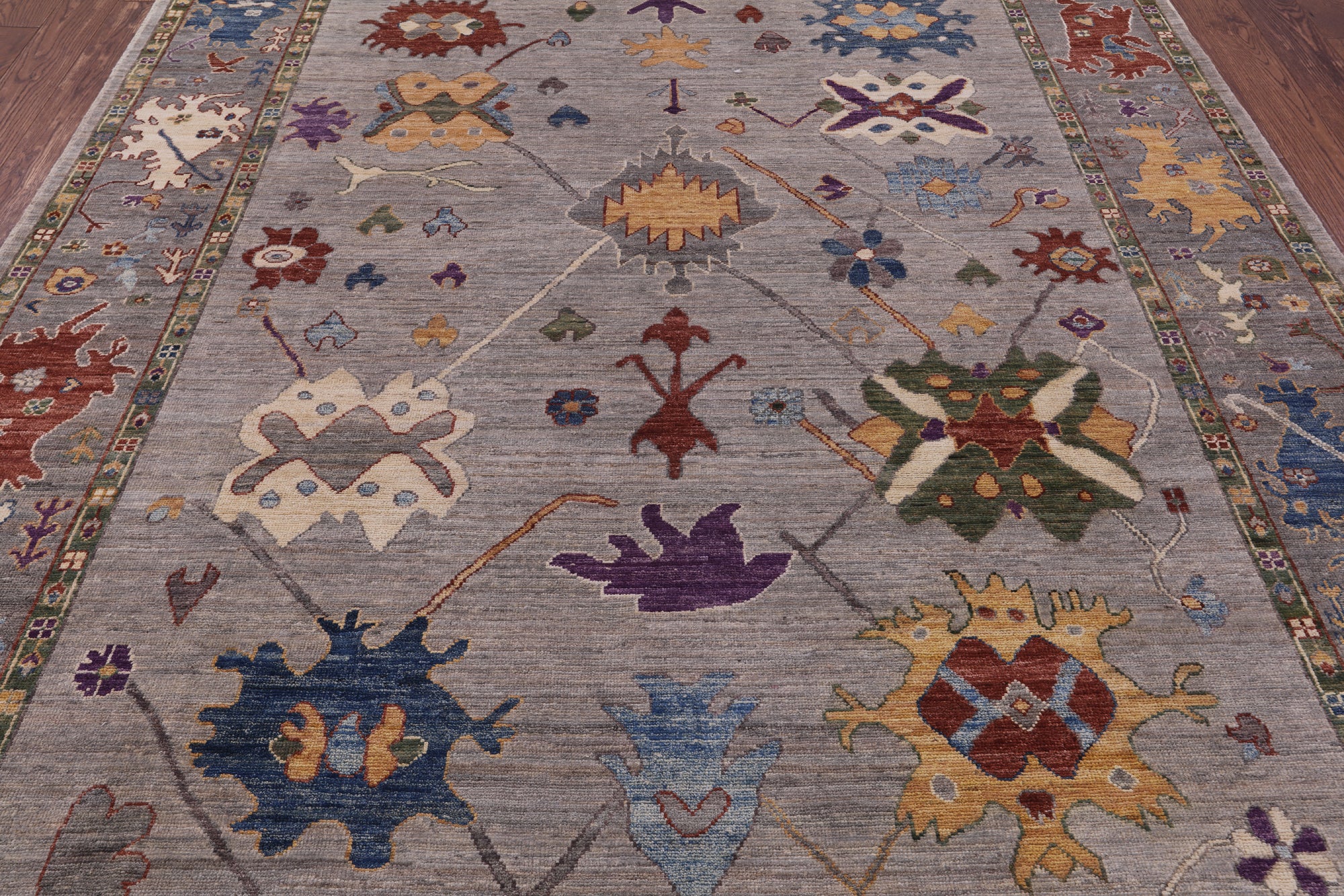 Grey Turkish Oushak Hand Knotted Wool Rug - 8' 0" X 10' 0" - Golden Nile