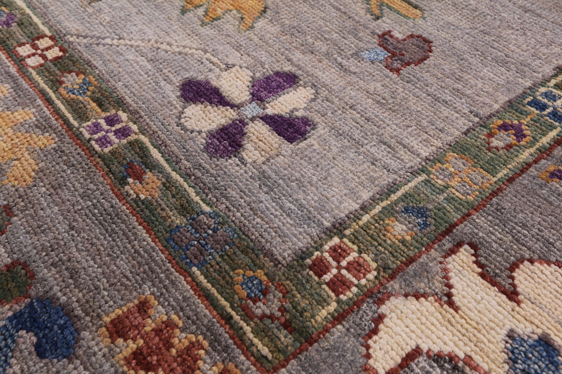 Grey Turkish Oushak Hand Knotted Wool Rug - 8' 0" X 10' 0" - Golden Nile