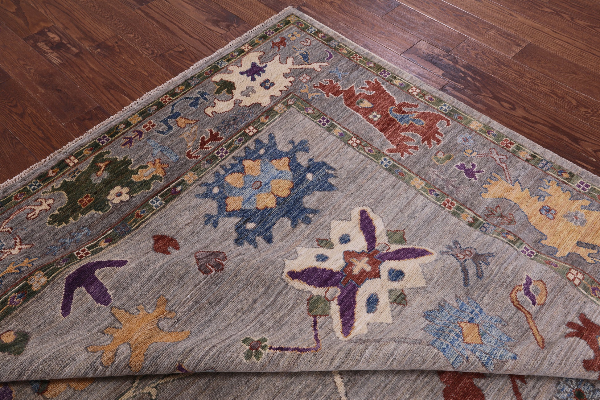 Grey Turkish Oushak Hand Knotted Wool Rug - 8' 0" X 10' 0" - Golden Nile