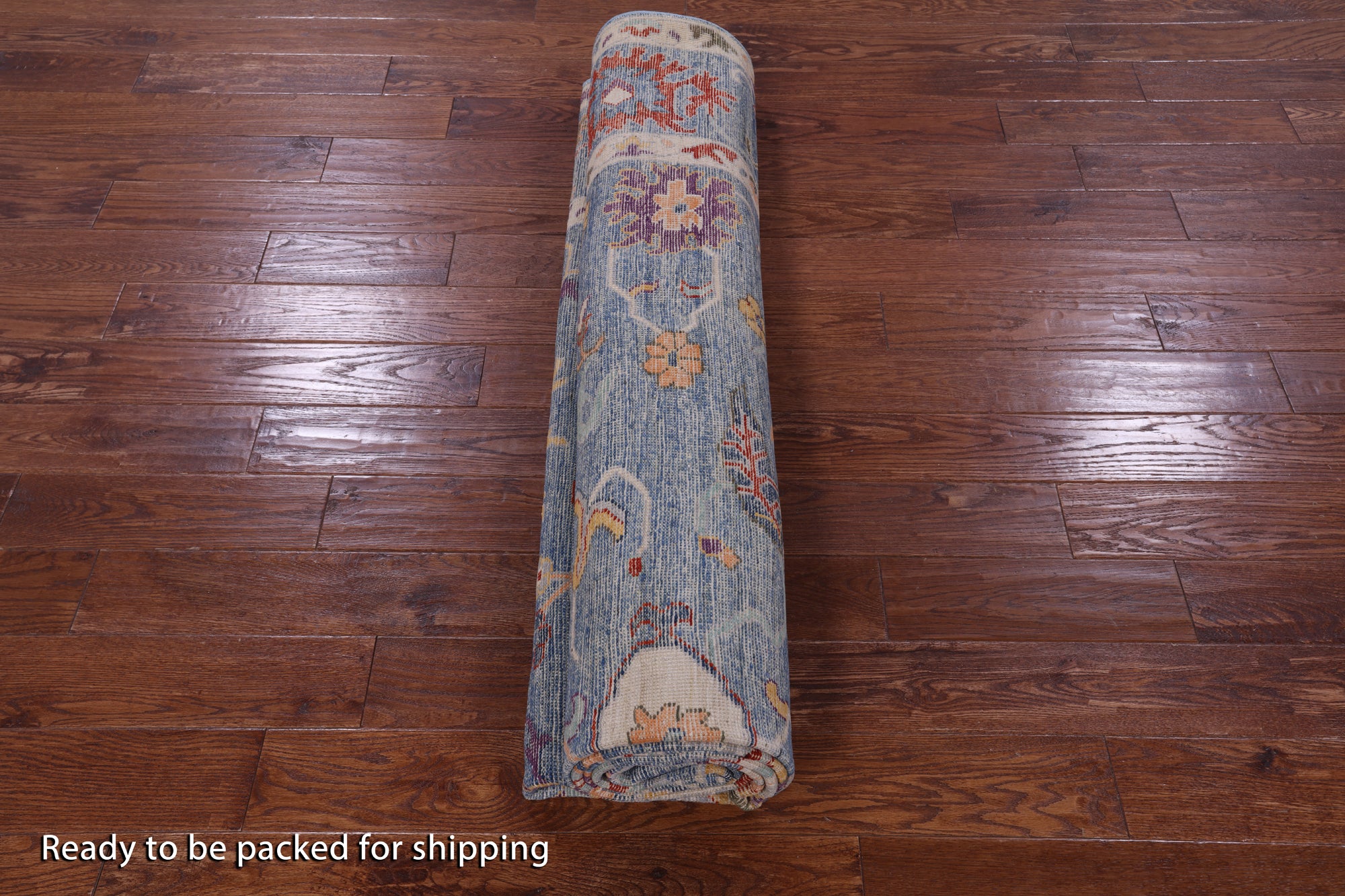 Blue Turkish Oushak Hand Knotted Wool Rug - 9' 1" X 11' 10" - Golden Nile