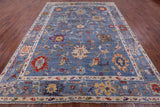 Blue Turkish Oushak Hand Knotted Wool Rug - 9' 1" X 11' 10" - Golden Nile