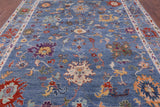 Blue Turkish Oushak Hand Knotted Wool Rug - 9' 1" X 11' 10" - Golden Nile