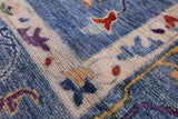 Blue Turkish Oushak Hand Knotted Wool Rug - 9' 1" X 11' 10" - Golden Nile