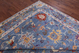 Blue Turkish Oushak Hand Knotted Wool Rug - 9' 1" X 11' 10" - Golden Nile