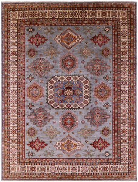 Super Kazak Hand Knotted Wool Rug - 9' 0" X 11' 10" - Golden Nile