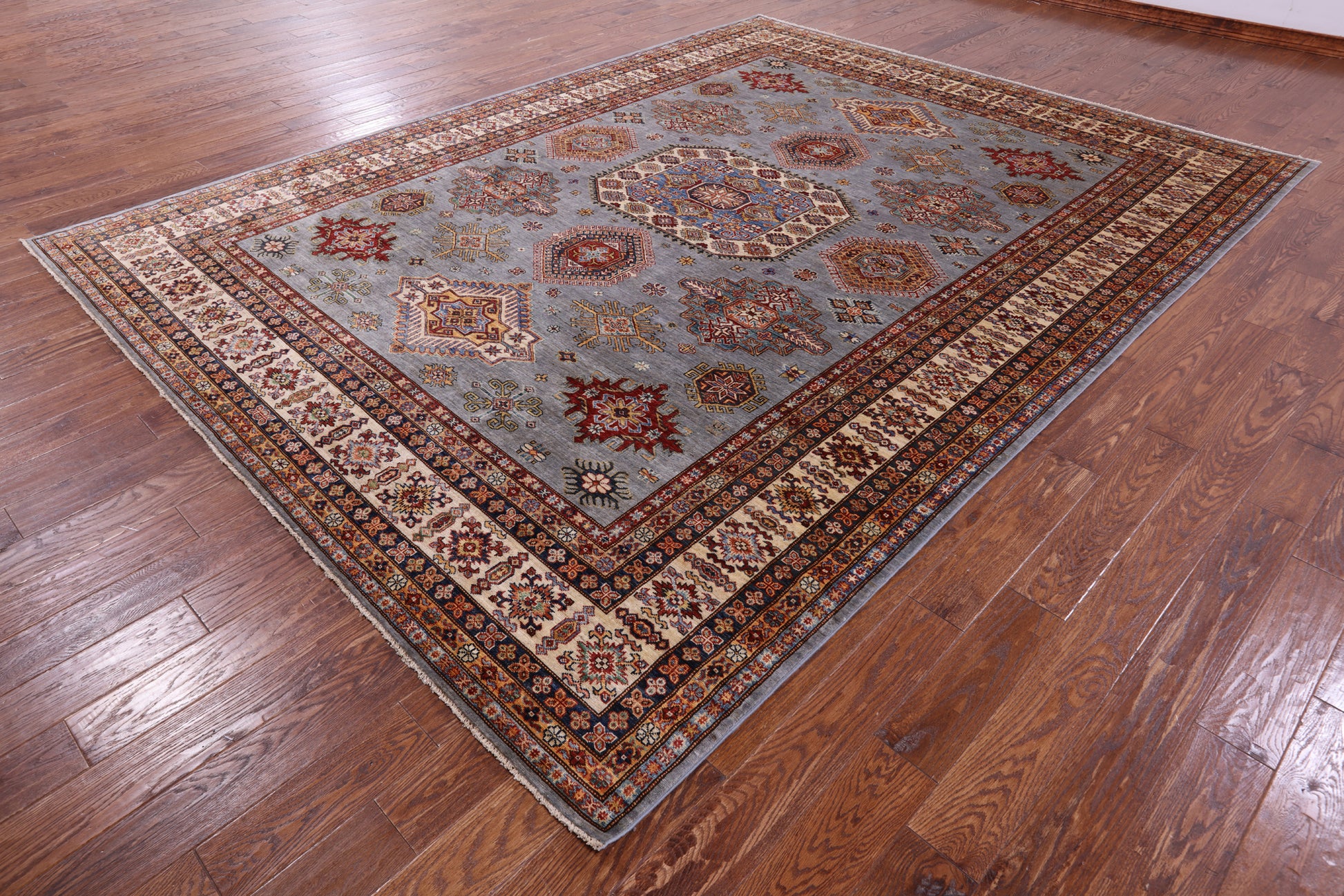 Super Kazak Hand Knotted Wool Rug - 9' 0" X 11' 10" - Golden Nile