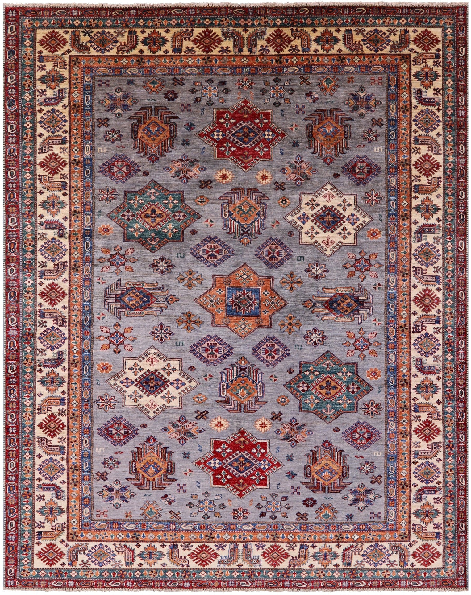 Super Kazak Hand Knotted Wool Rug - 7' 11" X 9' 11" - Golden Nile