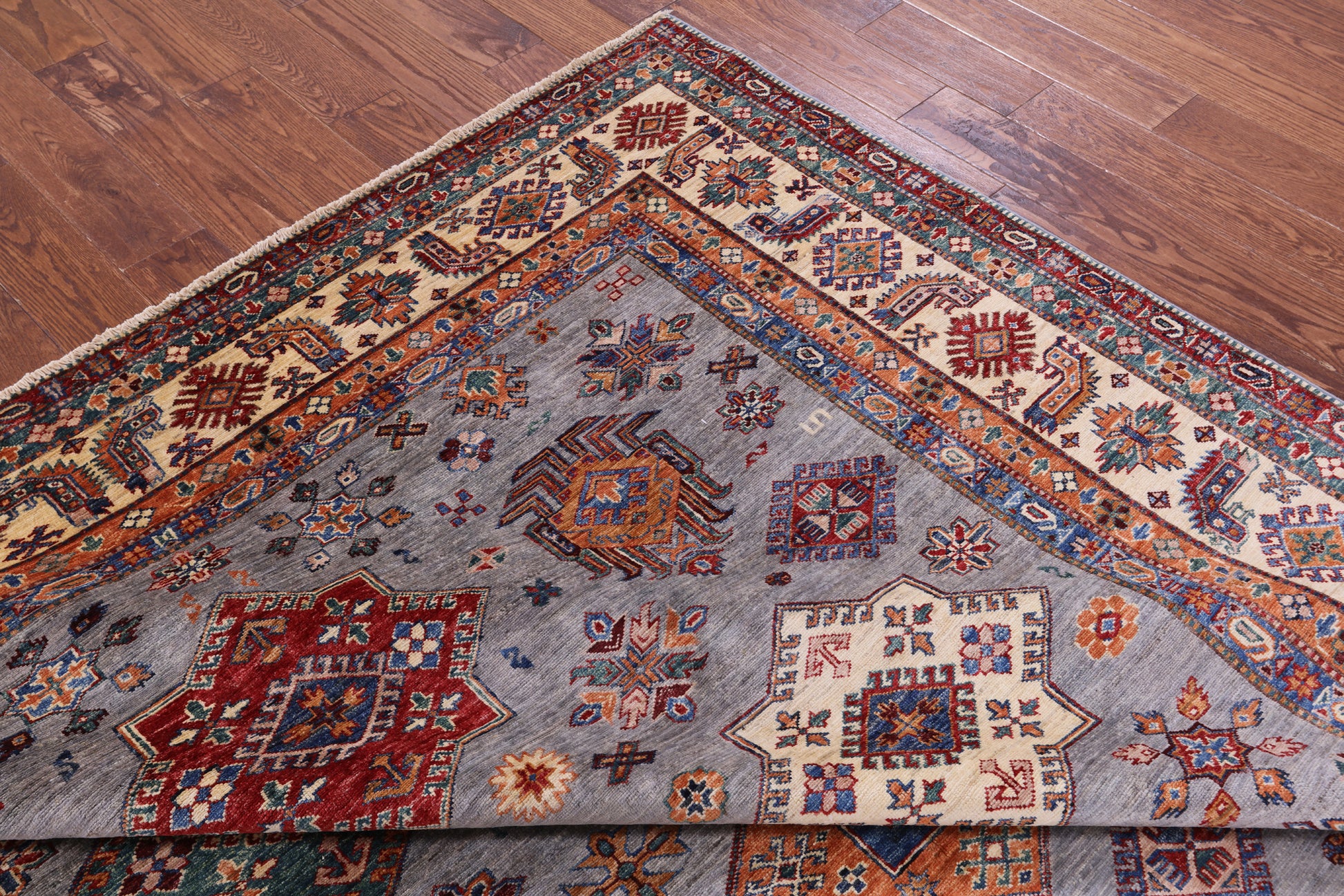 Super Kazak Hand Knotted Wool Rug - 7' 11" X 9' 11" - Golden Nile