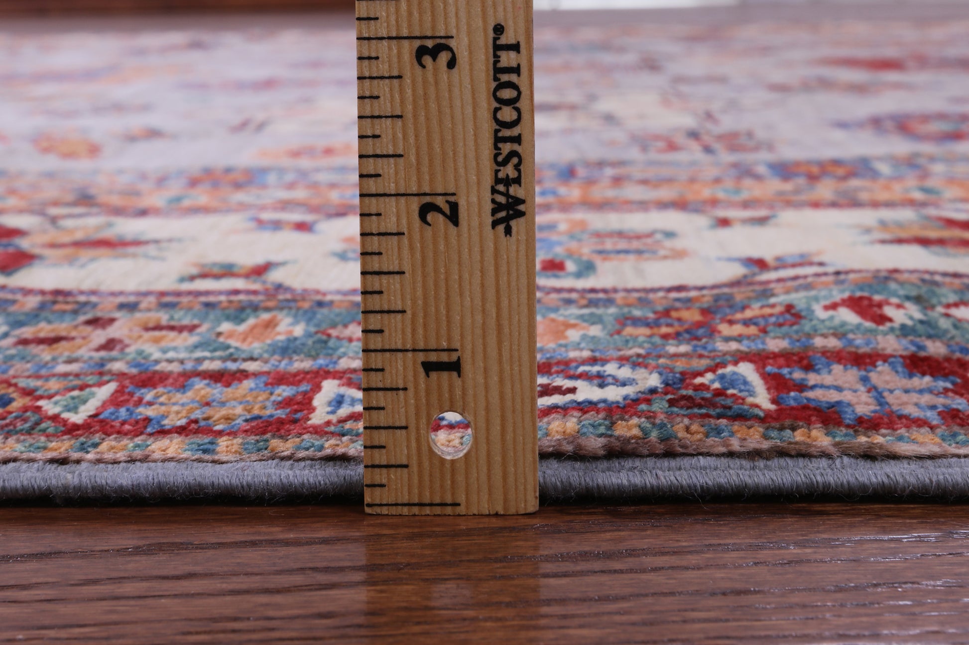 Grey Super Kazak Hand Knotted Wool Rug - 8' 1" X 9' 11" - Golden Nile