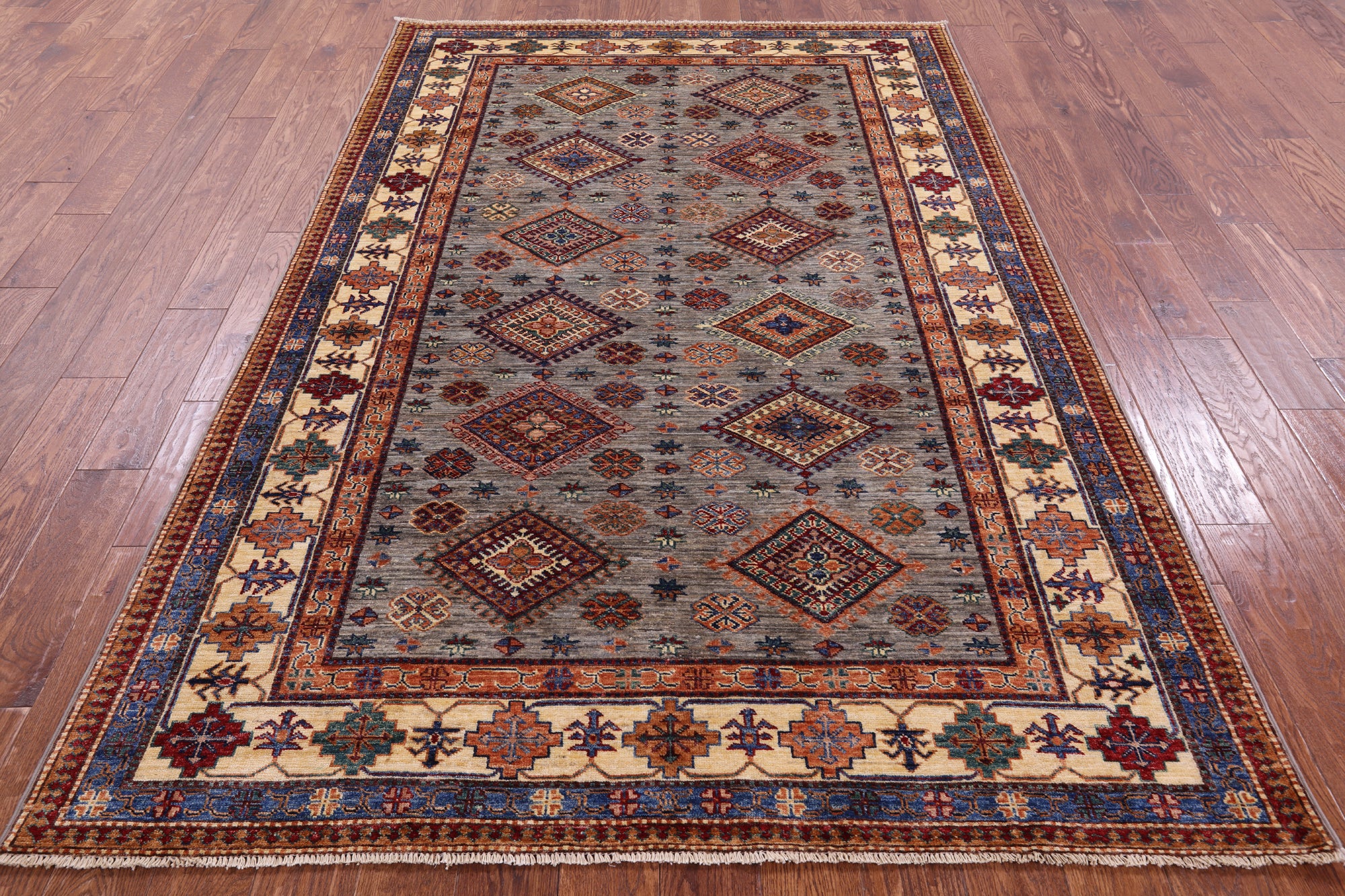 Super Kazak Hand Knotted Wool Rug - 5' 6" X 8' 4" - Golden Nile