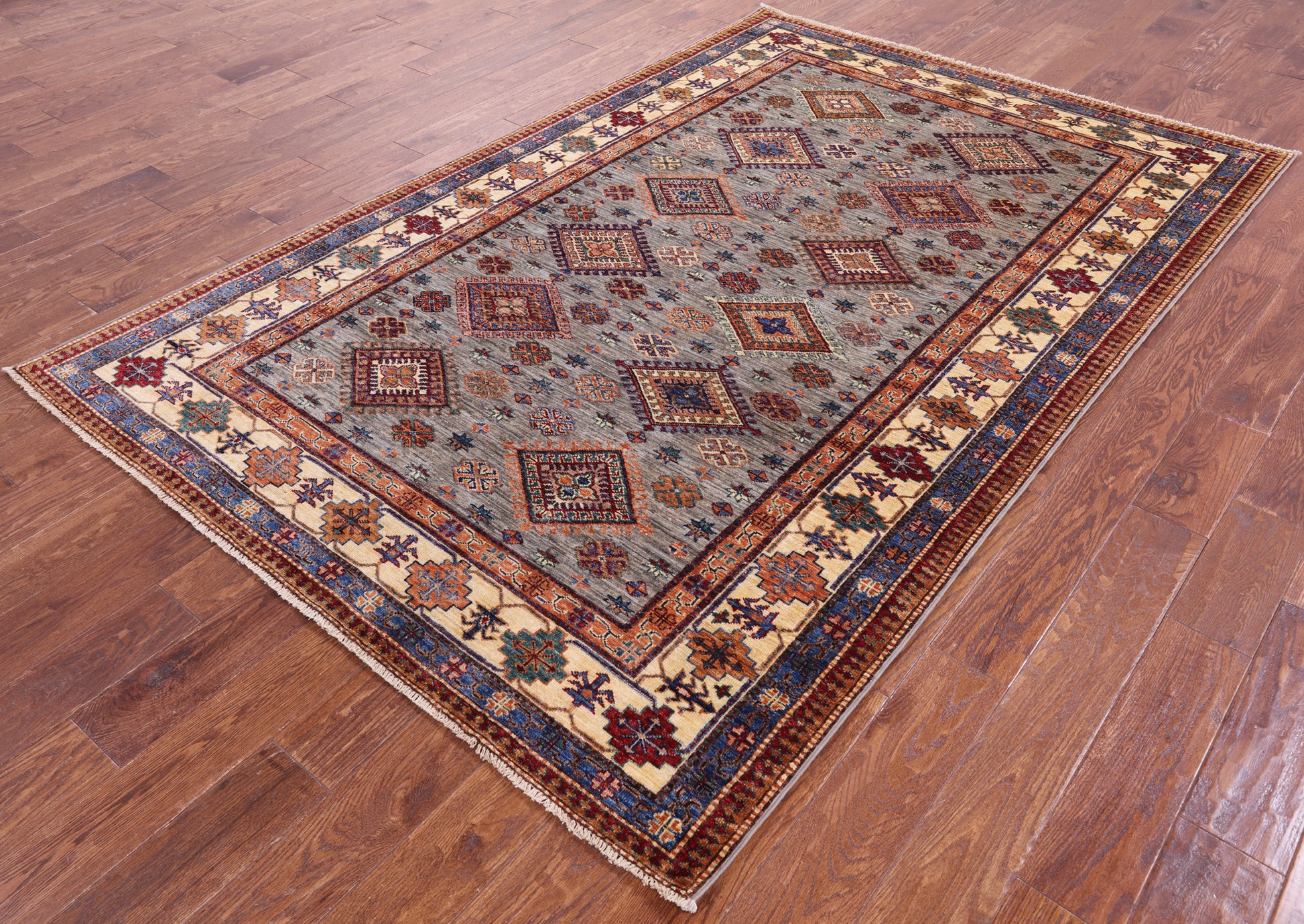 Super Kazak Hand Knotted Wool Rug - 5' 6" X 8' 4" - Golden Nile