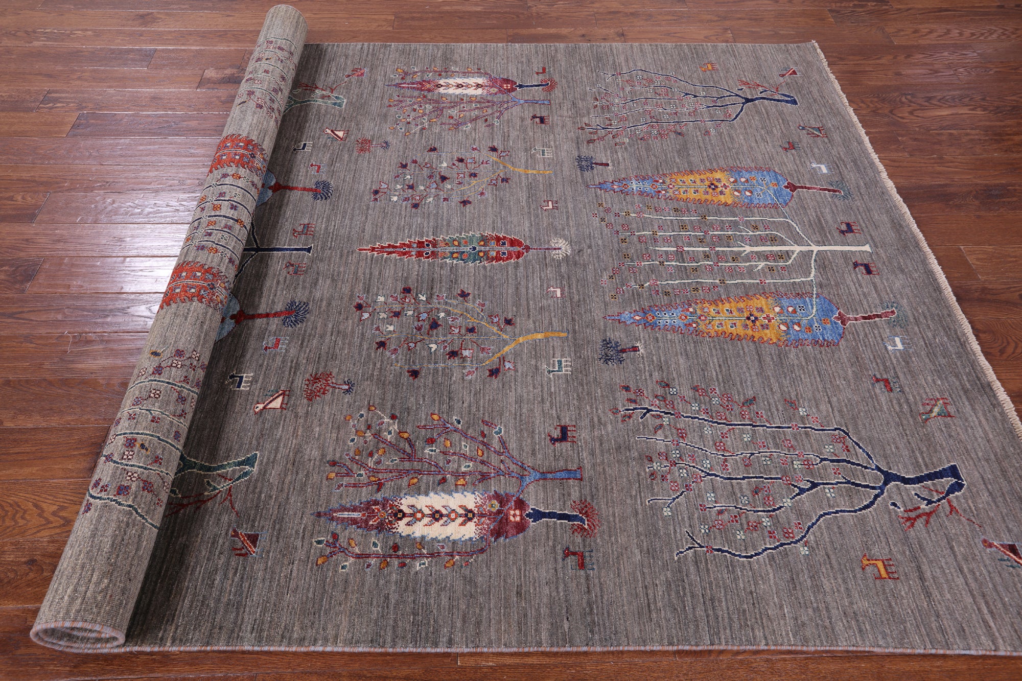 Tribal Persian Gabbeh Hand Knotted Wool Rug - 6' 8" X 9' 11" - Golden Nile