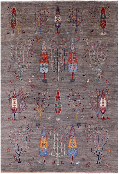 Tribal Persian Gabbeh Hand Knotted Wool Rug - 6' 8" X 9' 11" - Golden Nile