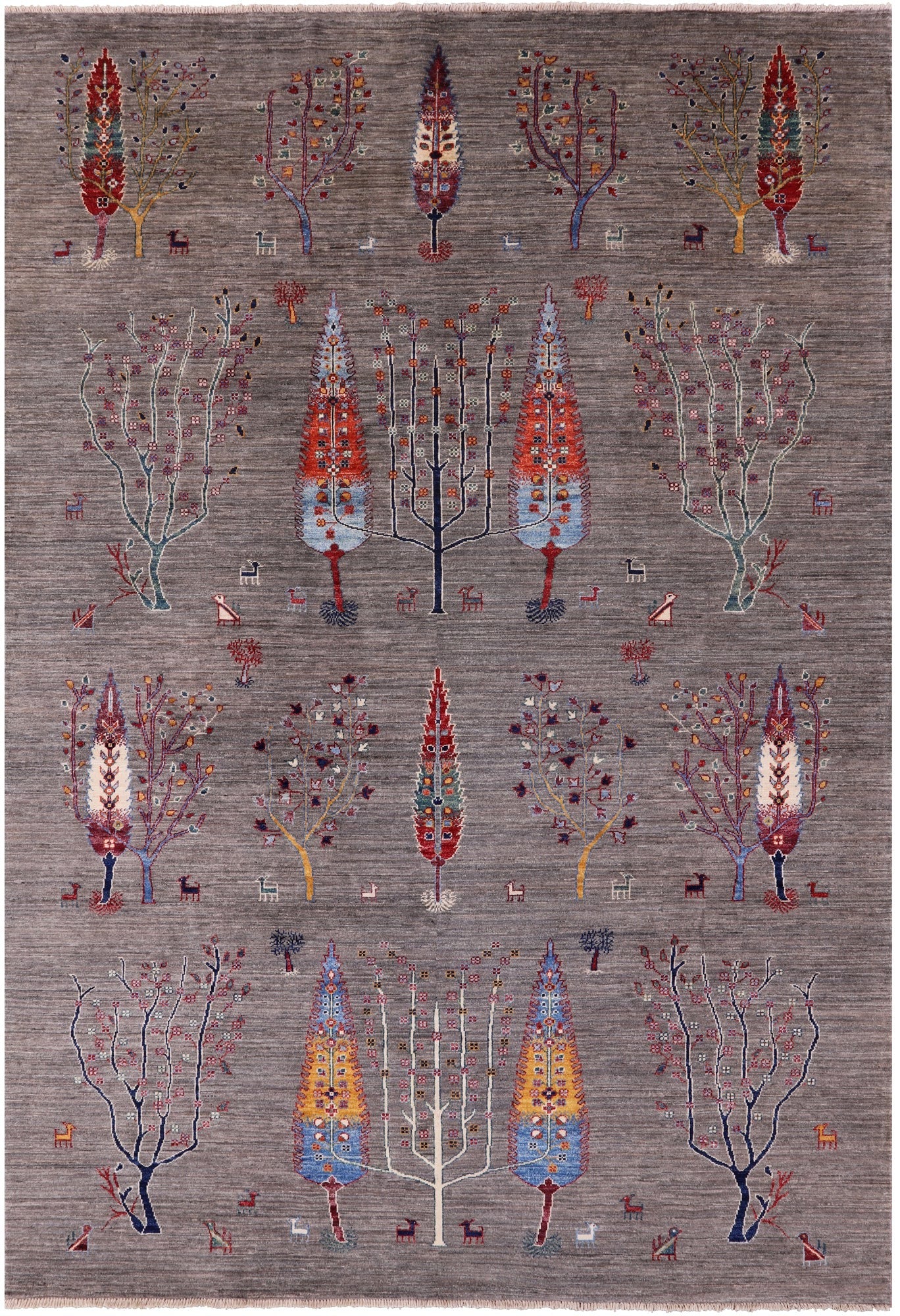 Tribal Persian Gabbeh Hand Knotted Wool Rug - 6' 8" X 9' 11" - Golden Nile