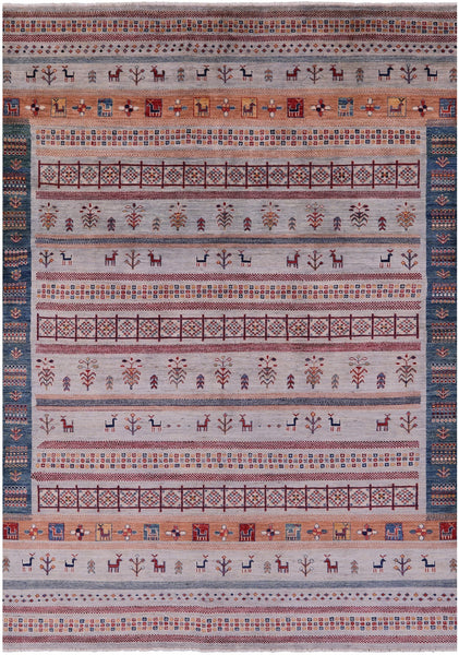 Tribal Persian Gabbeh Hand Knotted Wool Rug - 6' 6" X 9' 7" - Golden Nile