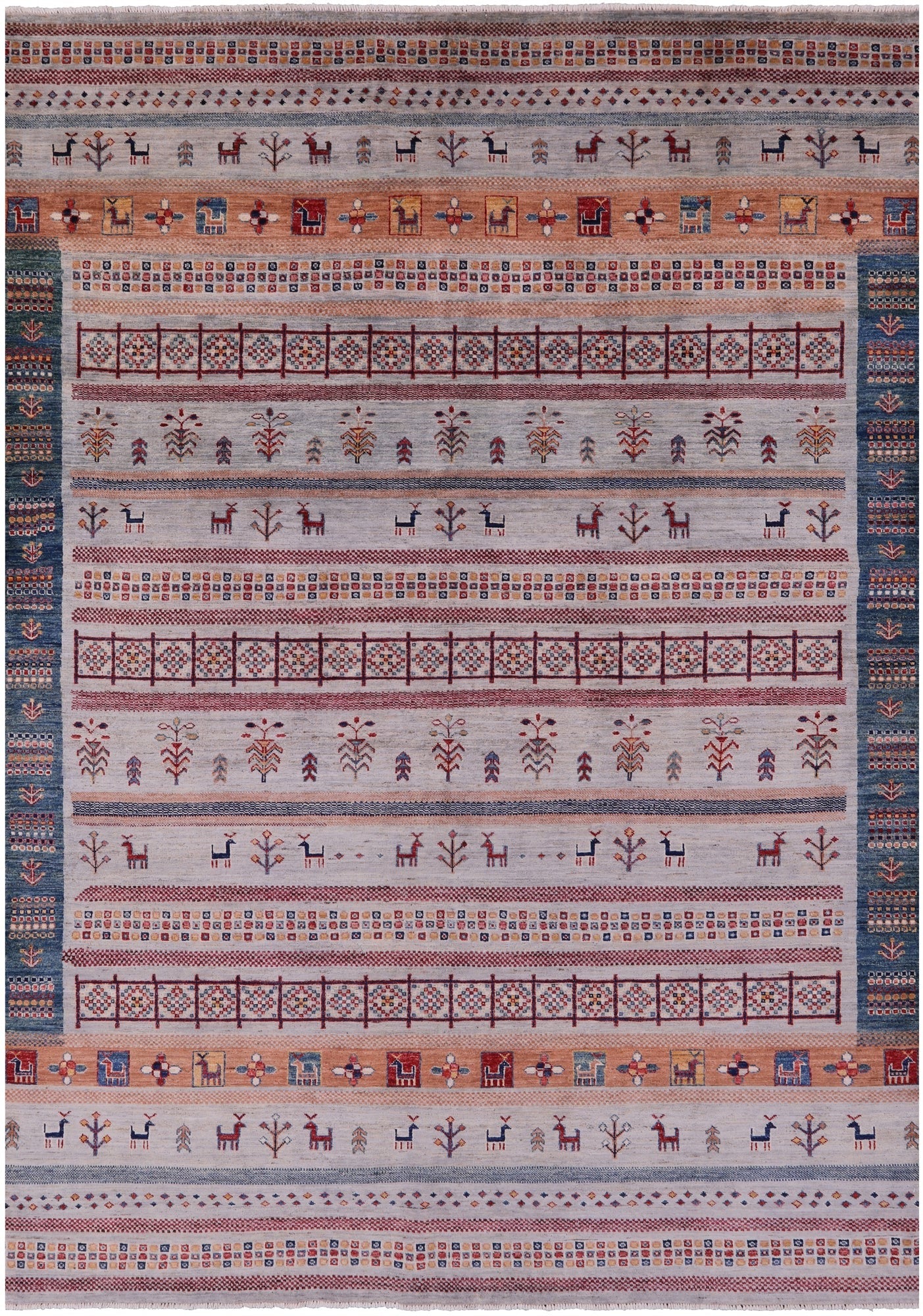 Tribal Persian Gabbeh Hand Knotted Wool Rug - 6' 6" X 9' 7" - Golden Nile