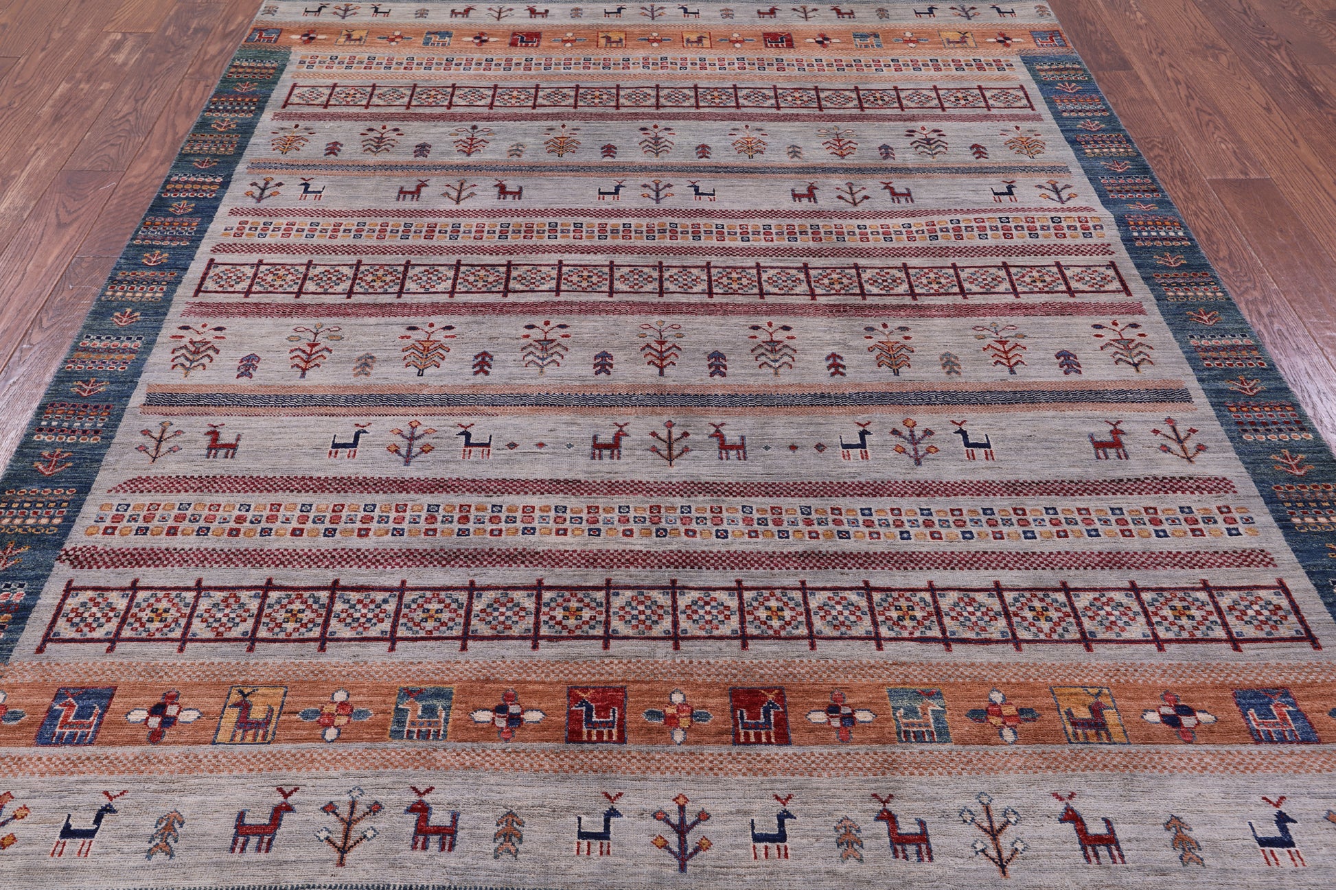 Tribal Persian Gabbeh Hand Knotted Wool Rug - 6' 6" X 9' 7" - Golden Nile