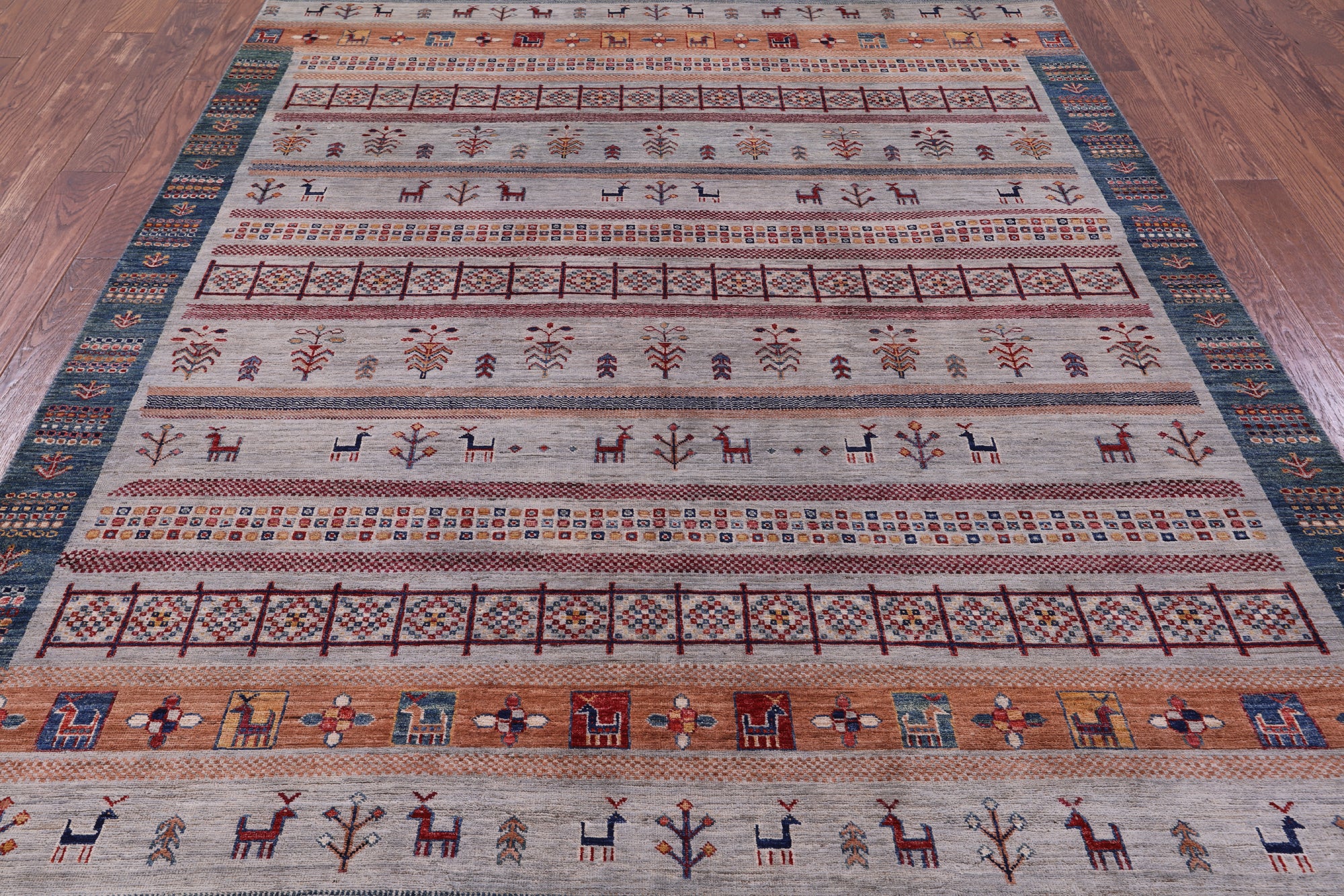 Tribal Persian Gabbeh Hand Knotted Wool Rug - 6' 6" X 9' 7" - Golden Nile