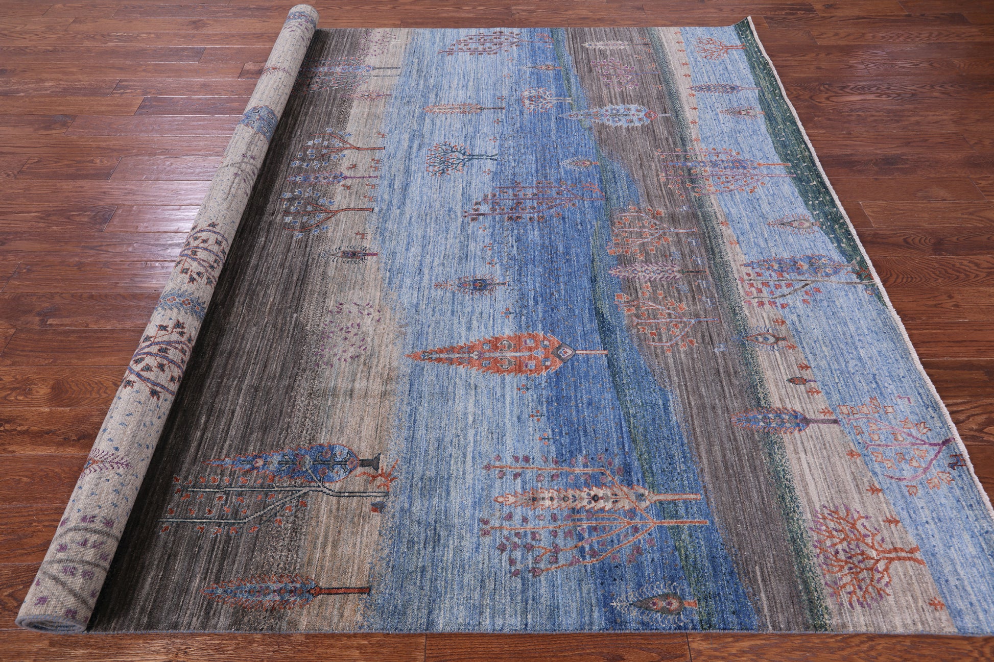 Tribal Persian Gabbeh Hand Knotted Wool Rug - 8' 1" X 9' 6" - Golden Nile