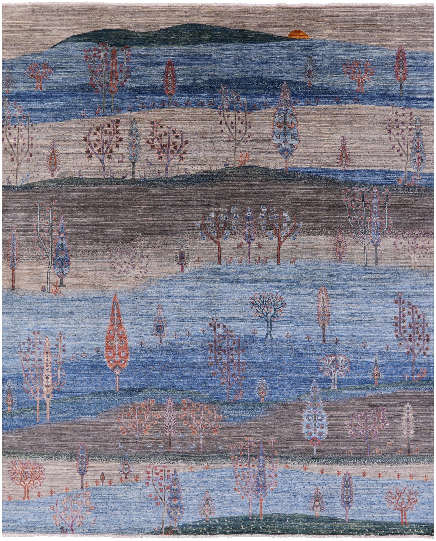 Tribal Persian Gabbeh Hand Knotted Wool Rug - 8' 1" X 9' 6" - Golden Nile