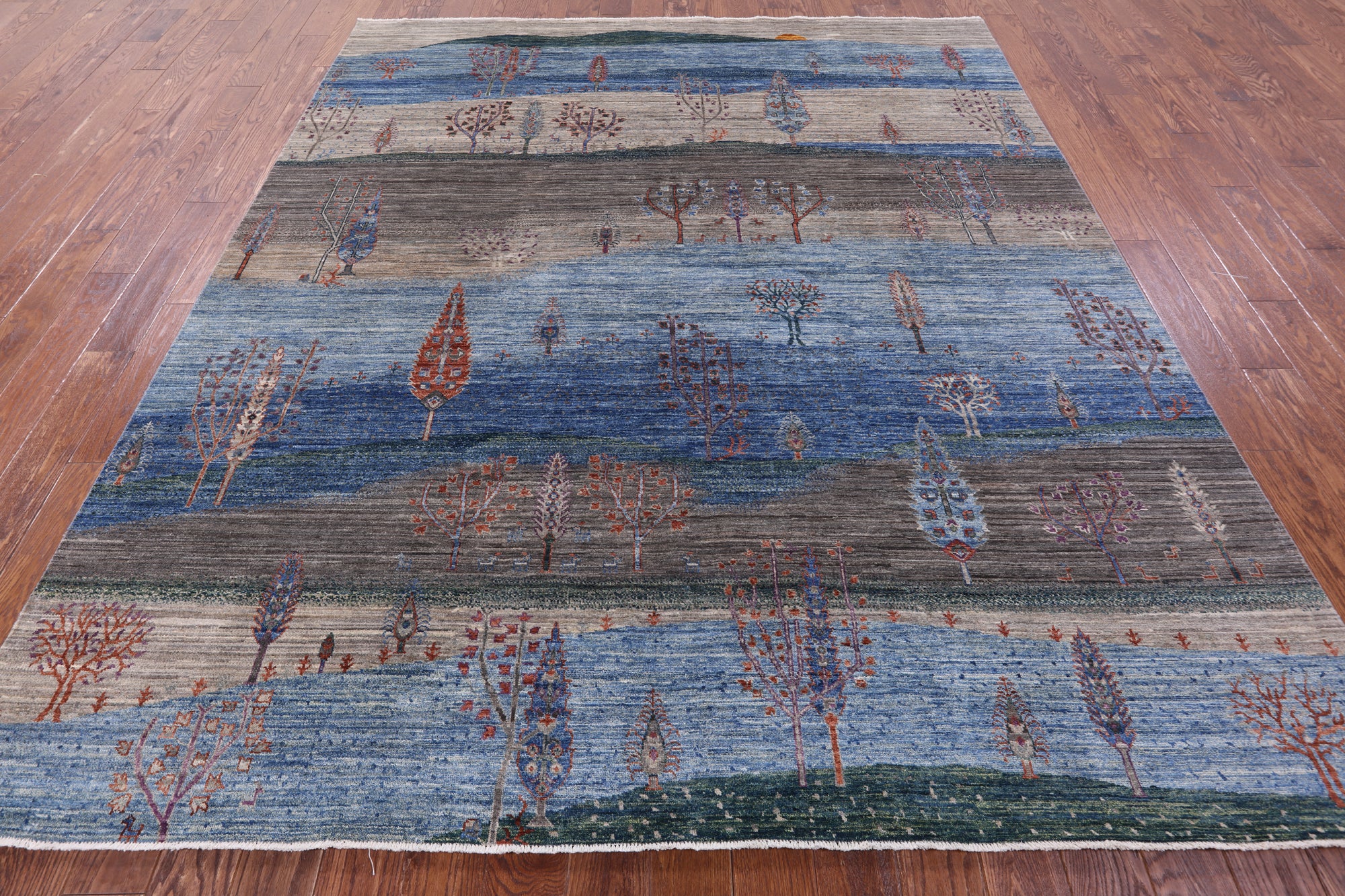 Tribal Persian Gabbeh Hand Knotted Wool Rug - 8' 1" X 9' 6" - Golden Nile
