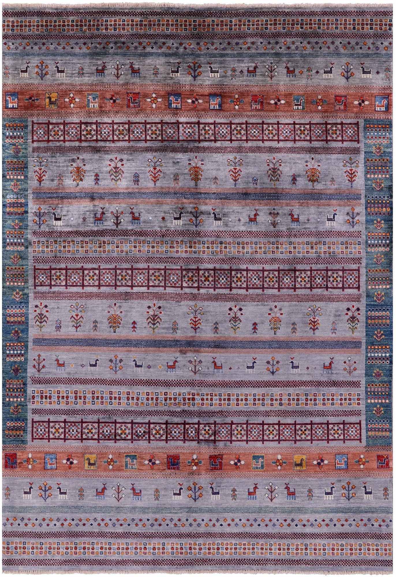 Tribal Persian Gabbeh Hand Knotted Wool Rug - 5' 6" X 8' 0" - Golden Nile