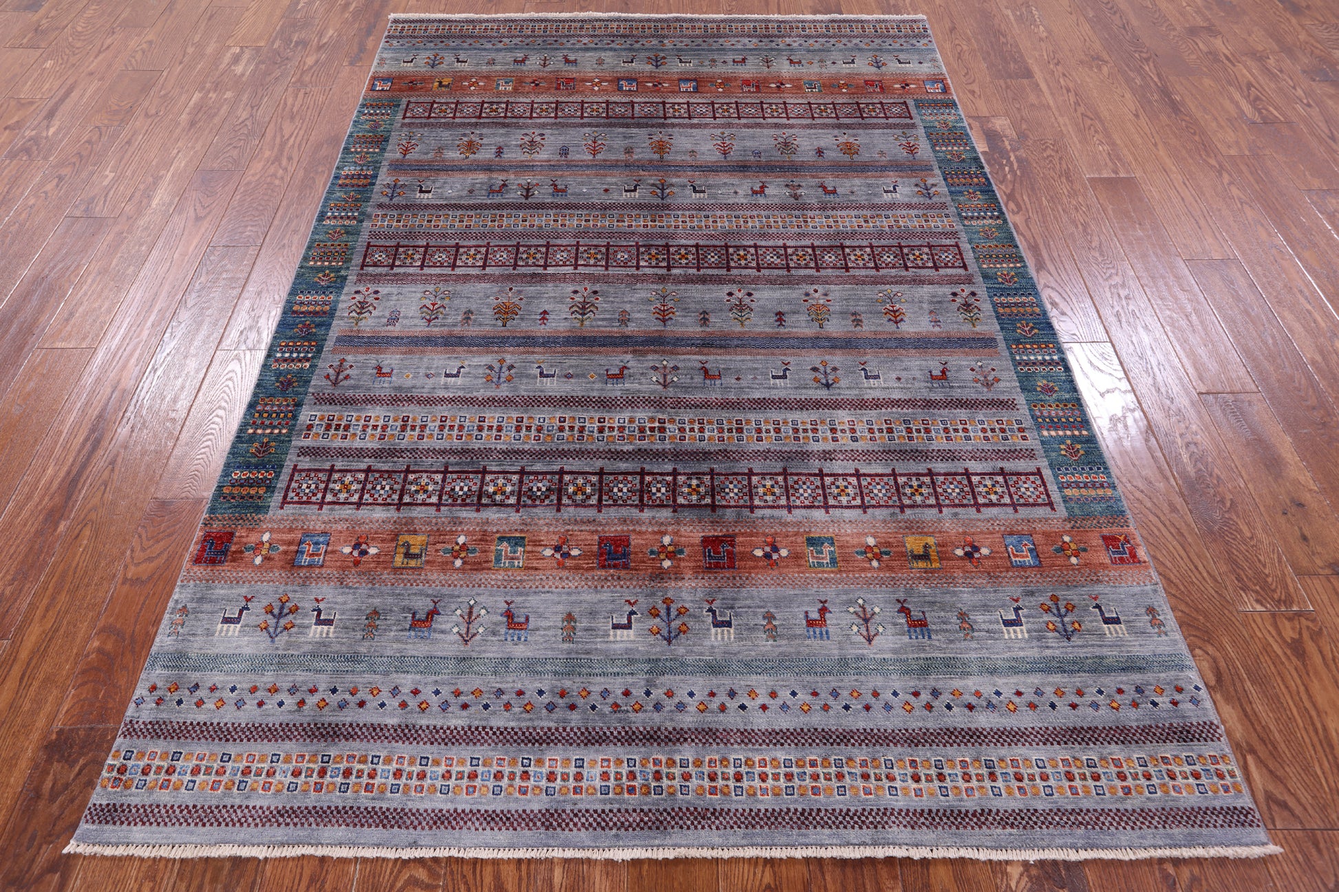 Tribal Persian Gabbeh Hand Knotted Wool Rug - 5' 6" X 8' 0" - Golden Nile